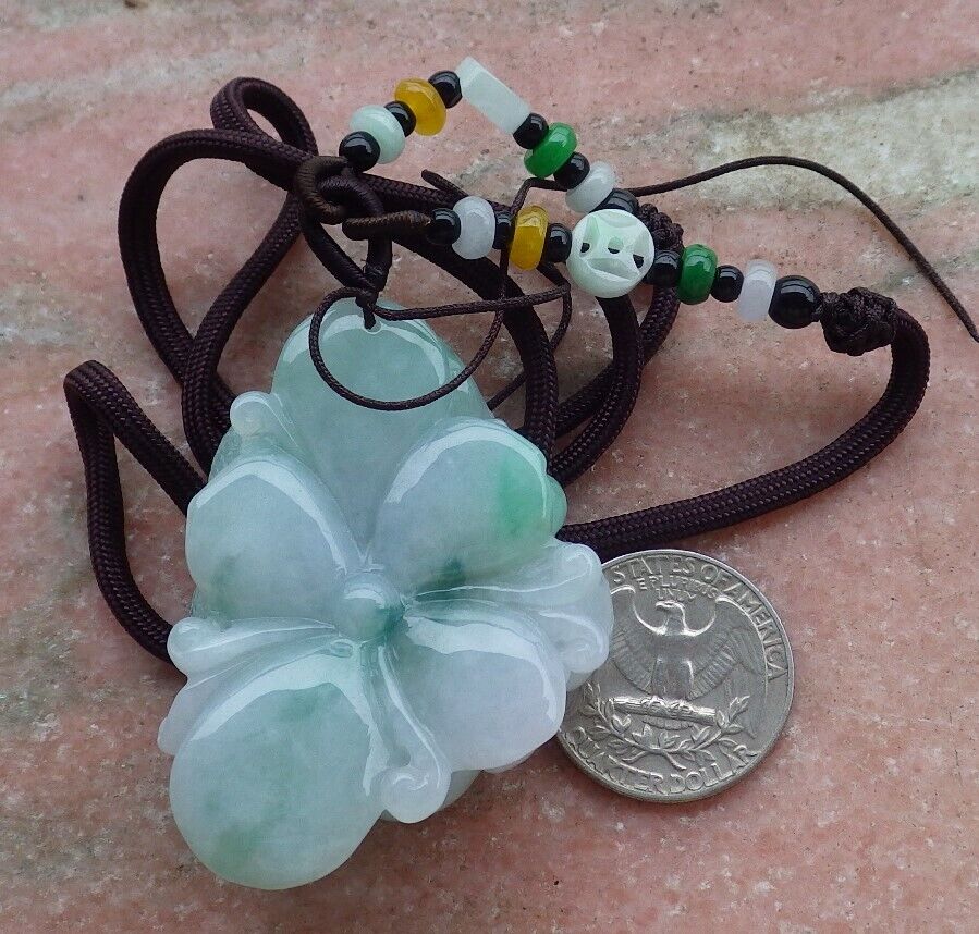 Certified Green 100% Natural A Jade jadeite Pendant Frog Toad Lotus Flower Necklace 金蟾 花开富贵 519629  TN