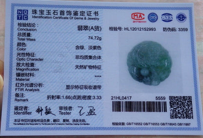 Certified Icy Green Pale Lavender 100% Natural A Jade jadeite Pendant Dragon Bead Lotus Flower Ruyi Necklace 生意兴隆 520150  TN
