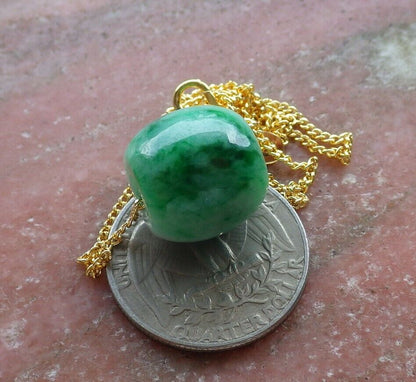 Certified Green 100% Natural A Jade Circle Bead Donut Necklace 路路通 528454  TN
