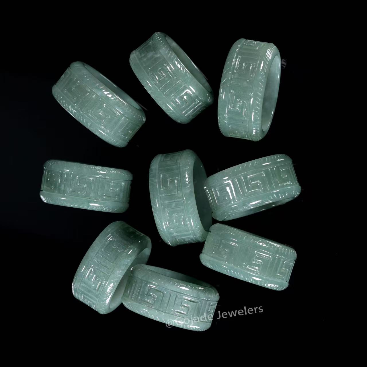 Certified Icy Green 100% Natural A JADE Jadeite Circle RING Givenchy Ring