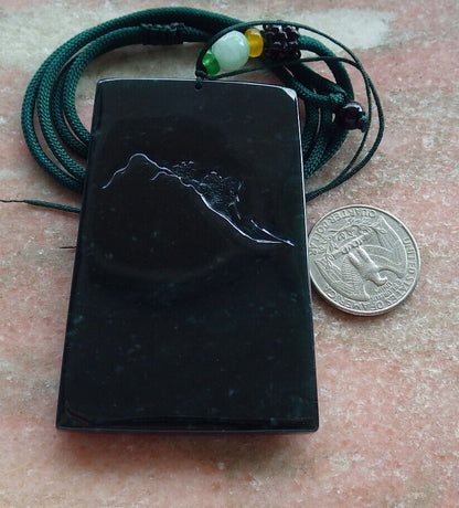 Atestita Glacia Blua Akvo Birmo 100% Natura A Jadejadeito Pendanta Pejzaĝa Pentrado Arba Koliero 山水画 634473 TN