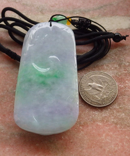 Certified Green Pale Lavender Burma 100% Natural A Jade jadeite pendant Sakyamuni Buddha God Lotus Flower Leaf Necklace 释迦牟尼 633589  TN