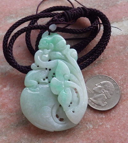 Certified Green Burma 100% Natural A Jade jadeite Pendant Frog Toad Lotus Flower Ruyi Coin 招财蟾 575079 TN