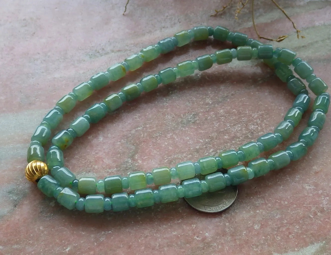 Certified Icy Yellow Green Burma 100% Natural A JADE Jadeite Bead Beads Circle Necklace 25 inches 项链 617389  TN