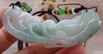 Certified Green Burma 100% Natural A Jade jadeite Pendant Phoenix Lotus Flower Coin Necklace 凤凰 636616  TN