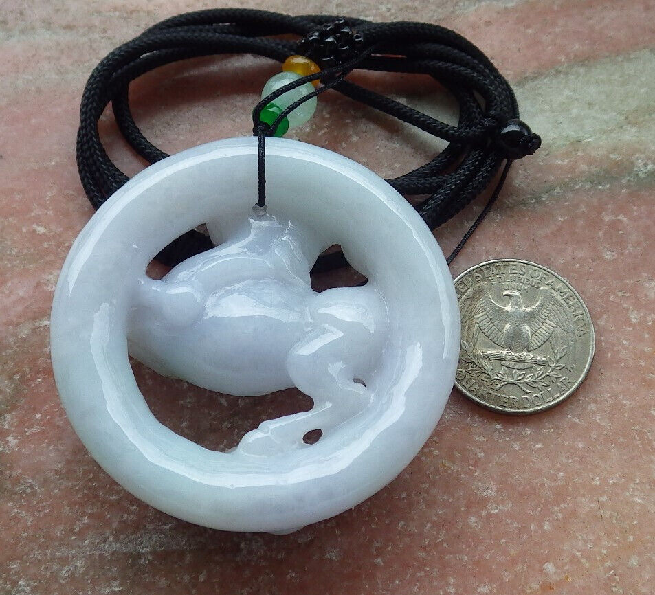 Atestita Verda Pala Lavenda Birmo 100% Natura A Jadejadeito Penda Ĉevalo-Monero Ruyi-Koliero 马到功成 632650 TN