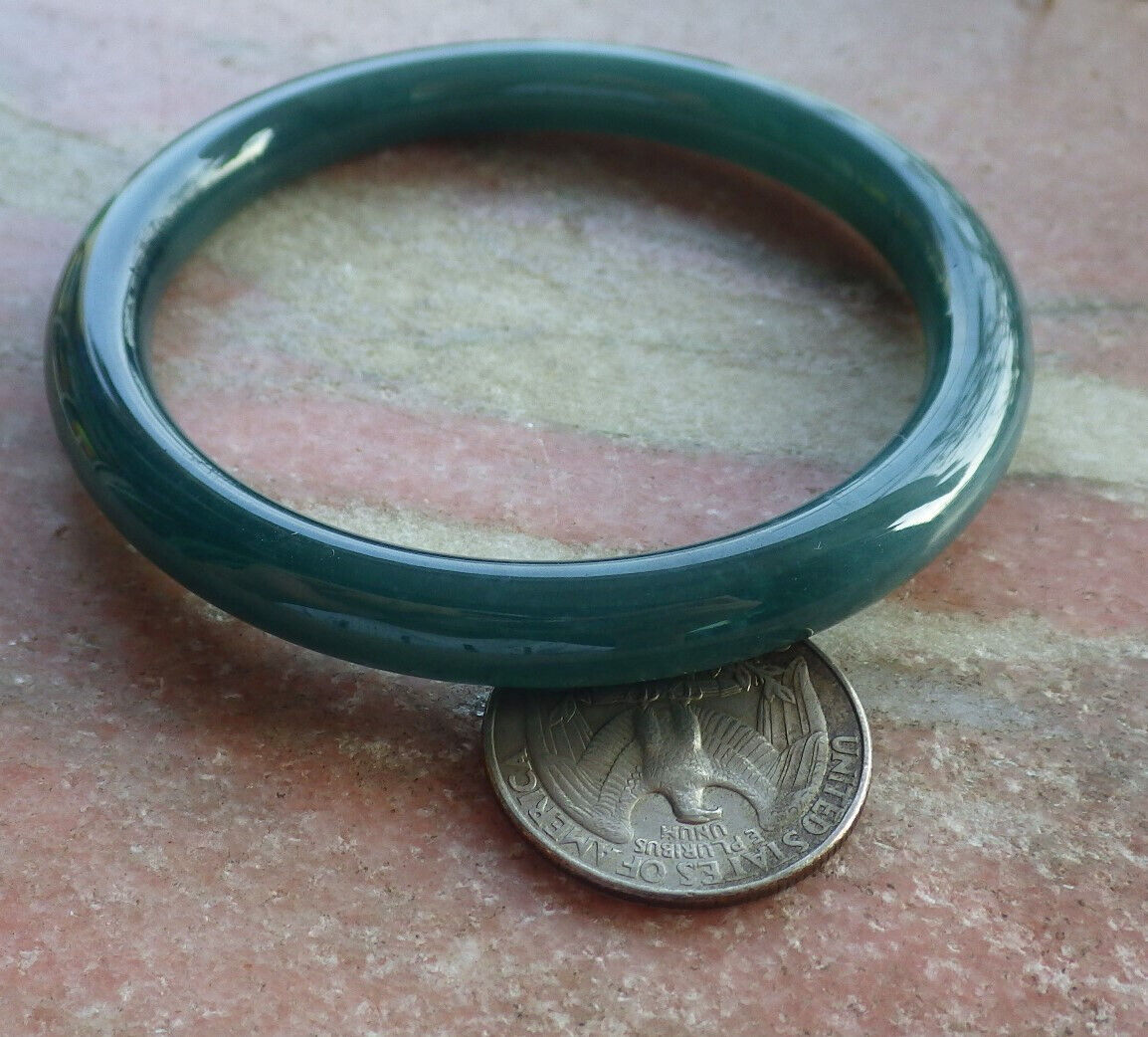 Certified Icy Blue Water Green Burma 100% Natural A JADE Jadeite Circle Bangle Bracelet 57 mm 手镯 634182  TN
