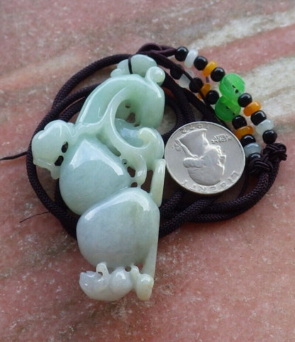 Certified Green 100% Natural A Jade jadeite Pendant Frog Toad Gourd Coin Ruyi Necklace 526364  TN