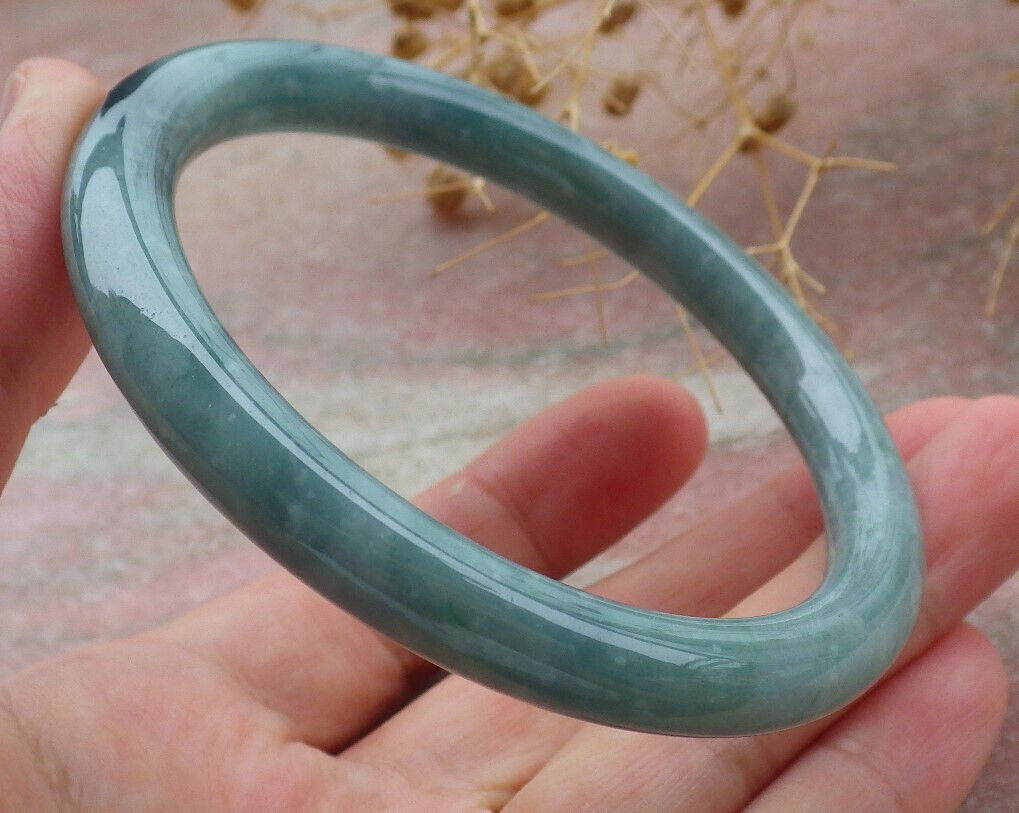 Certified Icy Green Burma 100% Natural A JADE Jadeite Circle Bangle Bracelet 60 mm 手镯 636693  TN