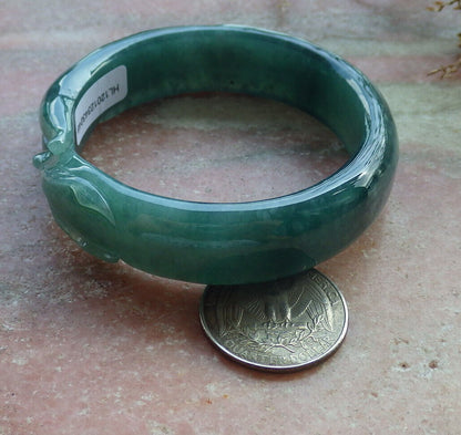 Certified Icy Green Burma 100% Natural A JADE Jadeite  Fox Bangle Bracelet 53 mm 手镯 632722  TN