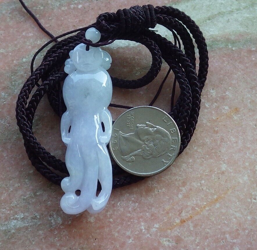 Certified Lavender Burma 100% Natural A Jade jadeite Pendant Beetle Ginseng Necklace 574380 TN