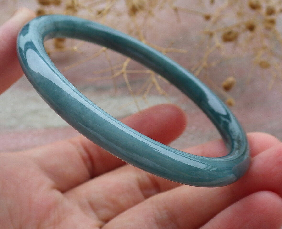 Certified Icy Green Burma 100% Natural A JADE Jadeite Circle Bangle Bracelet 57 mm 手镯 636628  TN