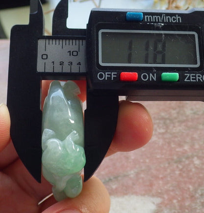 Certified Green Burma 100% Natural A JADE Jadeite Frog Toad Lotus Flower RING USA. 8.25 戒指 634202  TN