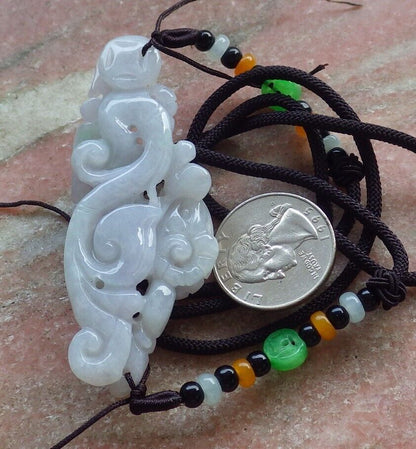 Certified Green Pale Lavender Burma 100% Natural A Jade jadeite pendant Sheep Ruyi Coin Necklace 喜气洋洋 574602 TN