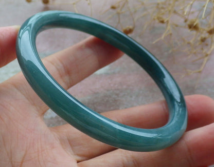 Certified Icy Green Burma 100% Natural A JADE Jadeite Circle Bangle Bracelet 59 mm 手镯 636446  TN