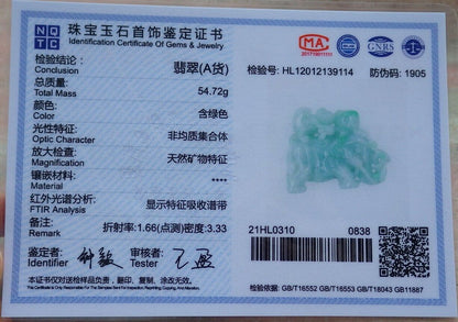 Certified Green 100% Natural A Jade jadeite Display Elephant Money Peach 大象 520344  TN** Include woodstand **
