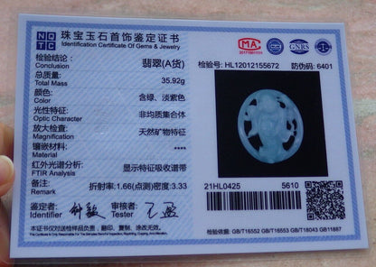 Certified Green 100% Natural A Jade jadeite pendant Happy Buddha God Ruyi Necklace 开心佛 520545  TN