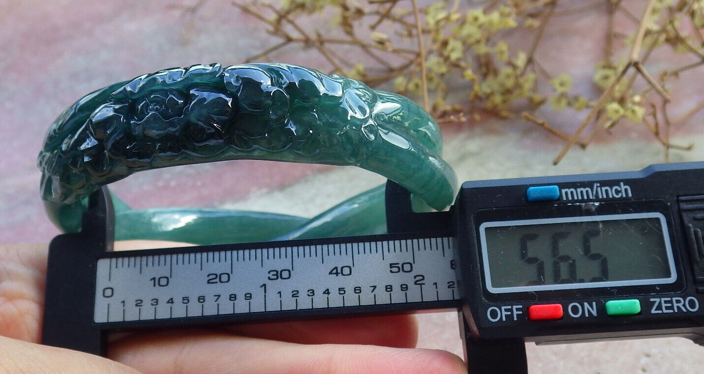 Certified Icy Blue Water Green Burma 100% Natural A JADE Jadeite Flower Knotted Bangle Bracelet 56.5 mm 手镯 632789  TN