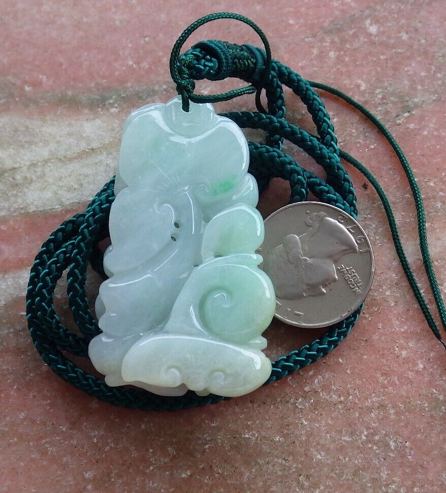 Certified Green 100% Natural A Jade jadeite Pendant Bat Peach Lotus Flower Ruyi Necklace 蝙蝠 525591  TN
