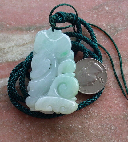 Certified Green 100% Natural A Jade jadeite Pendant Bat Peach Lotus Flower Ruyi Necklace 蝙蝠 525591  TN