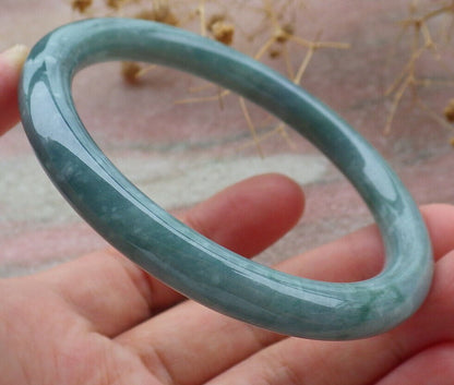 Certified Icy Green Burma 100% Natural A JADE Jadeite Circle Bangle Bracelet 60 mm 手镯 636693  TN
