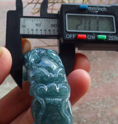 Certified Icy Blue Water Green Burma 100% Natural A JADE Jadeite Dragon Bangle Bracelet 60 mm 手镯 635086  AS