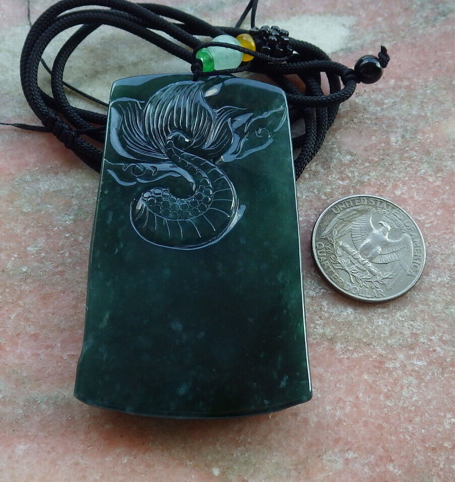 Certified Icy Green Burma 100% Natural A Jade jadeite Pendant Guanyin Kwan Yin Dragon Necklace 观音633224  TN