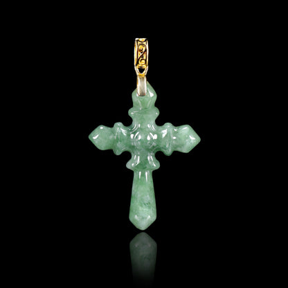 The Cross Jadeite 100% Natural Burma Jade Jadeite With Certificated (S925 Silver Buckle)