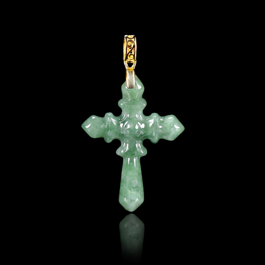 The Cross Jadeite 100% Natural Burma Jade Jadeite With Certificated (S925 Silver Buckle)