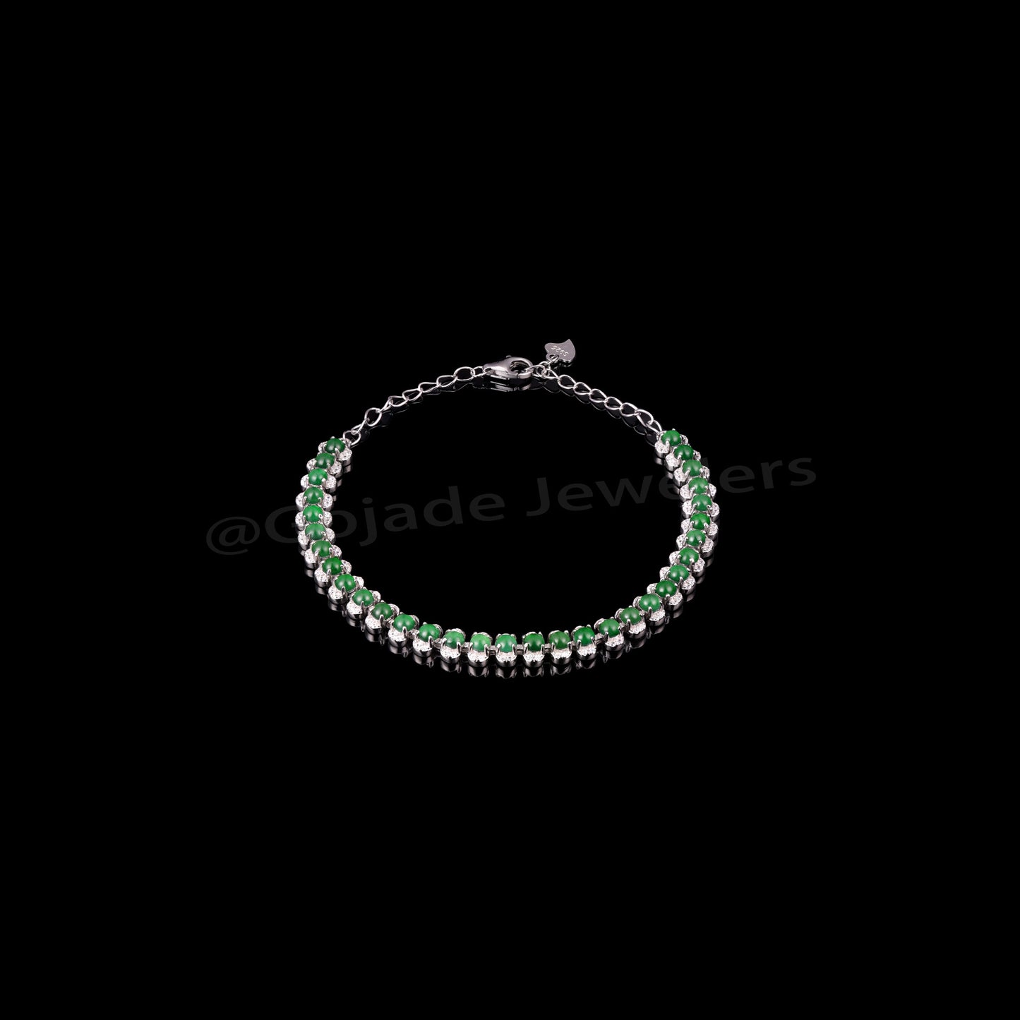 The Green jadeiet Bracelet S925 Silver With Burma Natural jade with Certificate