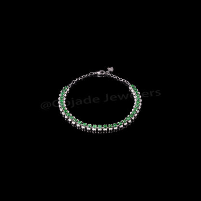 The Green jadeiet Bracelet S925 Silver With Burma Natural jade with Certificate