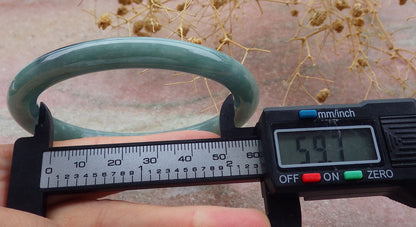 Certified Icy Green Burma 100% Natural A JADE Jadeite Circle Bangle Bracelet 60 mm 手镯 636693  TN