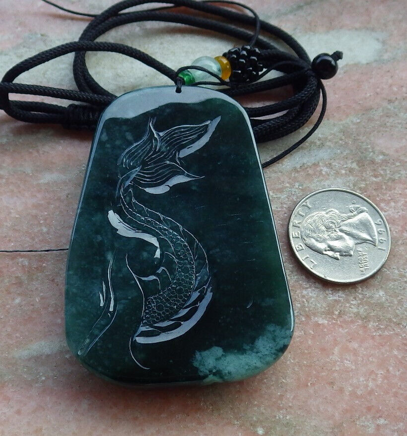 Certified Icy Green Burma 100% Natural A Jade jadeite pendant Guan Gong God Dragon Horse Sword Necklace 关公 635214  TN