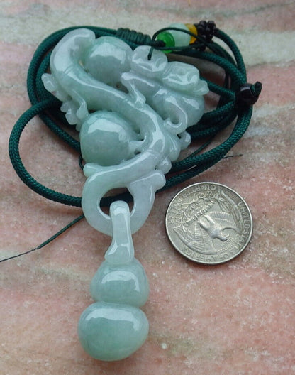 Certified Green Burma 100% Natural A Jade jadeite Pendant Deer Flower Peach Gourd Coin Necklace W Ring 梅花鹿 636653  TN