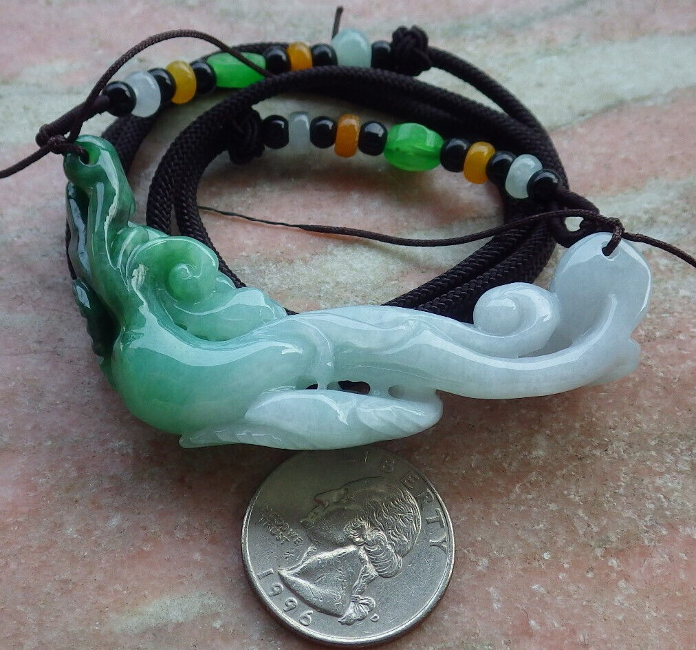 Certified Green Burma 100% Natural A Jade jadeite Pendant Phoenix Bird Flower Necklace 鸟语花香 635267  TN