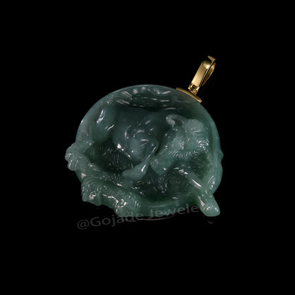 The Bullish Diligent and loyal Jadeite 100% Natural Burma Jade Jadeite With Certificated (S925 Silver Buckle)
