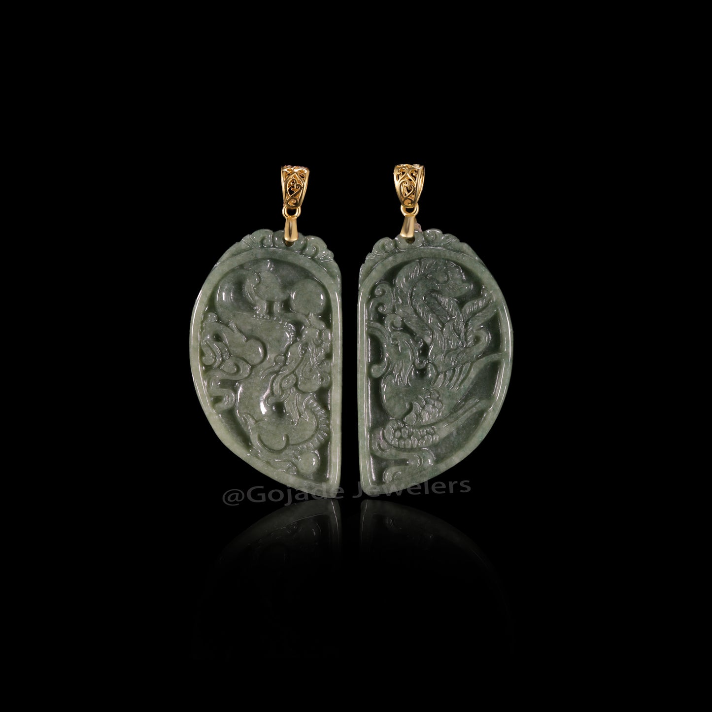 The Dragon & Phoenix Jadeite 100% Natural Burma Jade Jadeite With Certificated (S925 Silver Buckle)