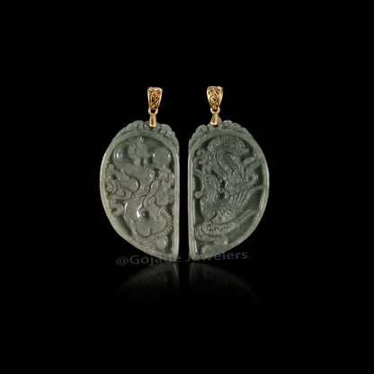 The Dragon & Phoenix Jadeite 100% Natural Burma Jade Jadeite With Certificated (S925 Silver Buckle)
