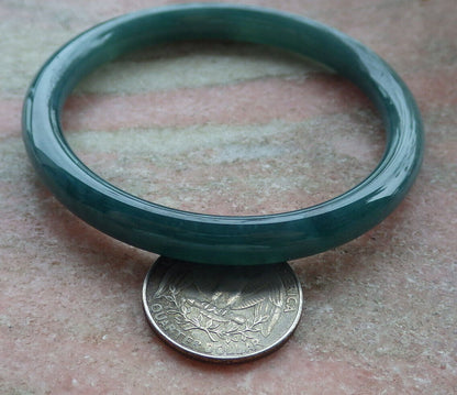 Certified Icy Green Burma 100% Natural A JADE Jadeite Circle Bangle Bracelet 59 mm 手镯 636446  TN