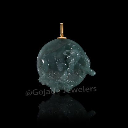 The Bullish Diligent and loyal Jadeite 100% Natural Burma Jade Jadeite With Certificated (S925 Silver Buckle)