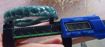 Certified Icy Green Burma 100% Natural A JADE Jadeite Flower Knotted Bangle Bracelet 64 mm 手镯 646718 TN