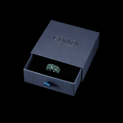 Certified Icy Blue Heart Ring Burma 100% Natural A JADE Jadeite Circle RING 心心戒指 US