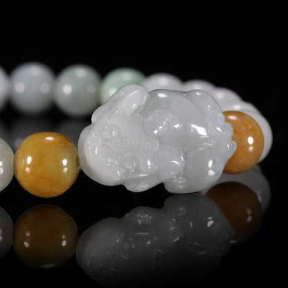 The Pixiu Bead Bracelet 100% Natural Jade Jadeite With Certificated