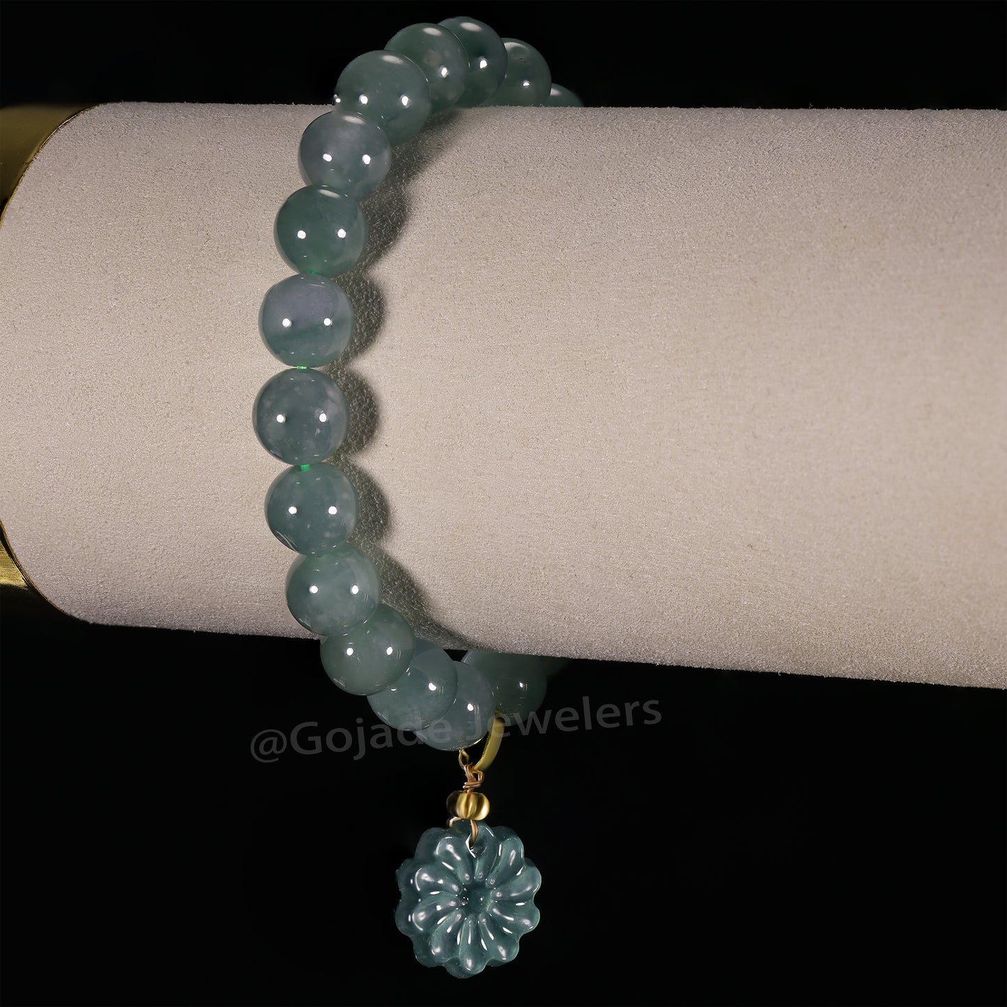 The Flower Bead Bracelet 100% Natural Jade Jadeite With Certificated