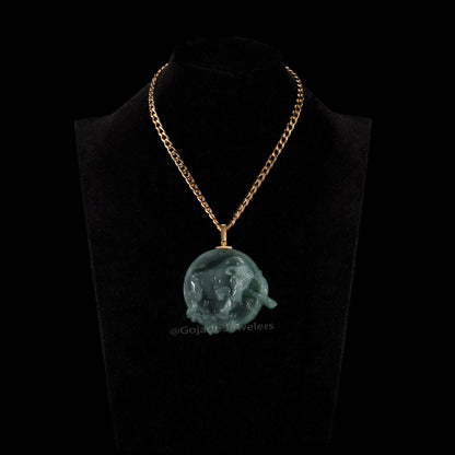 The Bullish Diligent and loyal Jadeite 100% Natural Burma Jade Jadeite With Certificated (S925 Silver Buckle)