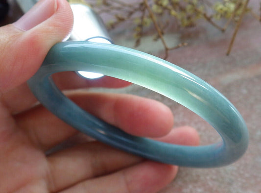 Certified Green Burma 100% Natural A JADE Jadeite Circle Bangle Bracelet 56 mm 手镯 633518  TN
