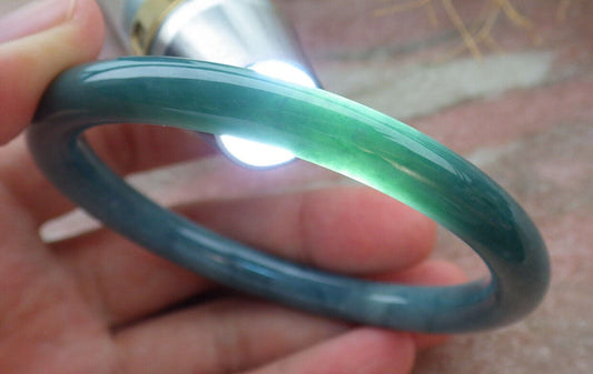 Certified Green Burma 100% Natural A JADE Jadeite Circle Bangle Bracelet 57 mm 手镯 636641  TN
