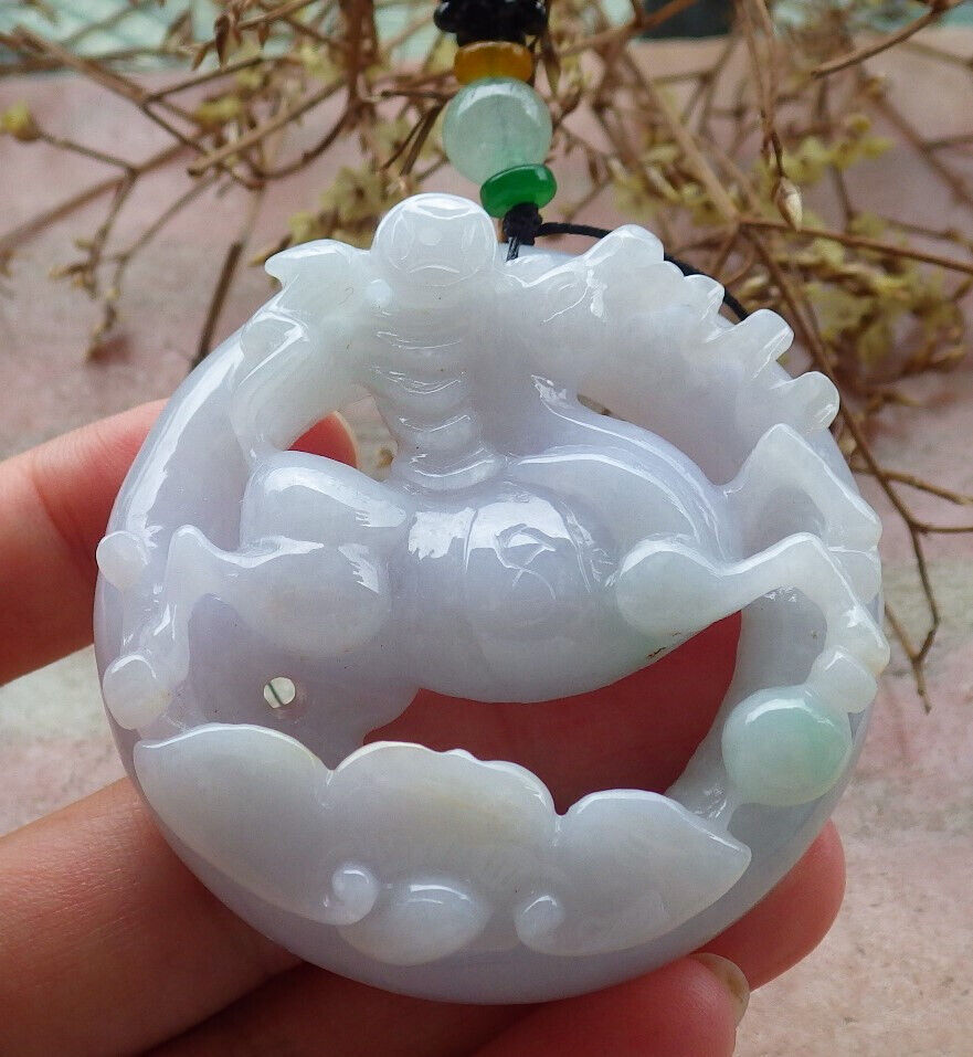 Atestita Verda Pala Lavenda Birmo 100% Natura A Jadejadeito Penda Ĉevalo-Monero Ruyi-Koliero 马到功成 632650 TN