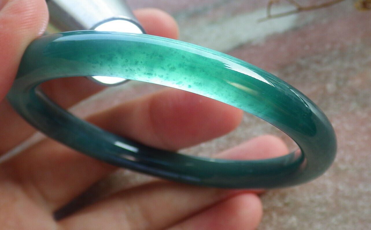 Certified Icy Blue Water Green Burma 100% Natural A JADE Jadeite Circle Bangle Bracelet 55 mm 手镯 633789  TN