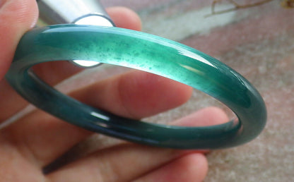 Certified Icy Blue Water Green Burma 100% Natural A JADE Jadeite Circle Bangle Bracelet 55 mm 手镯 633789  TN